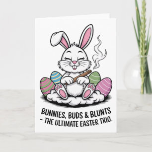 Tarjeta Chiste de Pascua Conejos Divertidos Brotes Trio