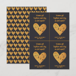 Tarjeta Chiste del Día de San Valentín Covid Brillo Dorado