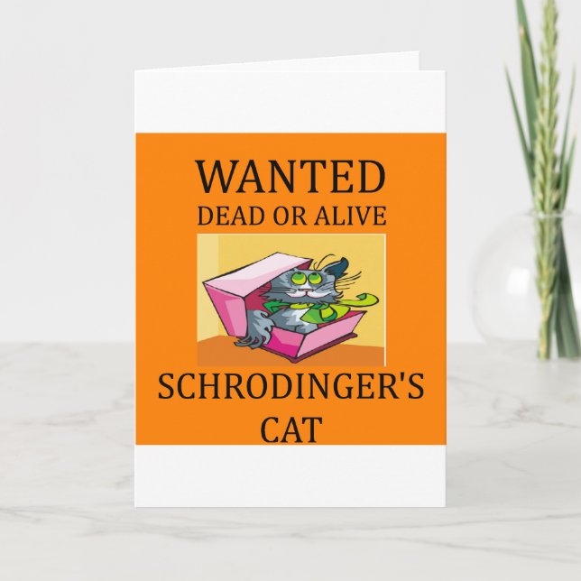 Tarjeta chiste del gato de schrodinger (Anverso)