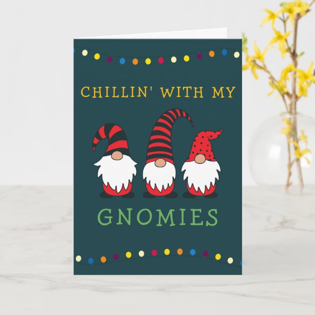 Tarjeta Chiste Divertido Con Mis Gnomitos Pun De Navidad | (flor amarilla)