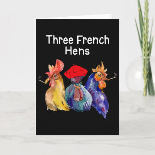 Tarjeta Chiste divertido de Navidad Tres gallinas francesa