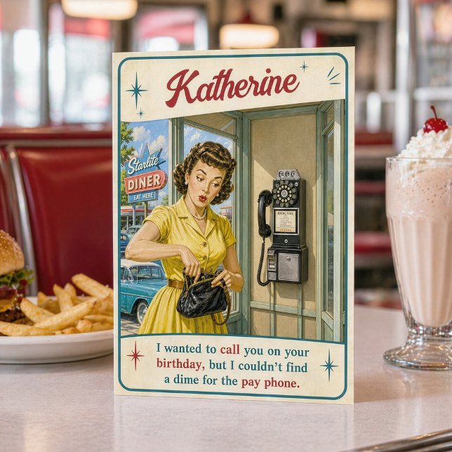 Tarjeta Chiste divertido de restaurante retro vintage telé (Subido por el creador)