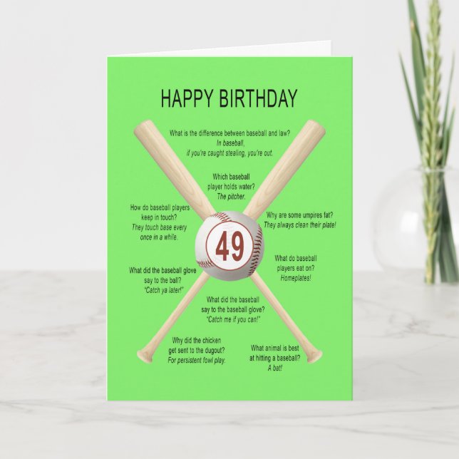 Tarjeta chistes de béisbol de 49 años (Anverso)