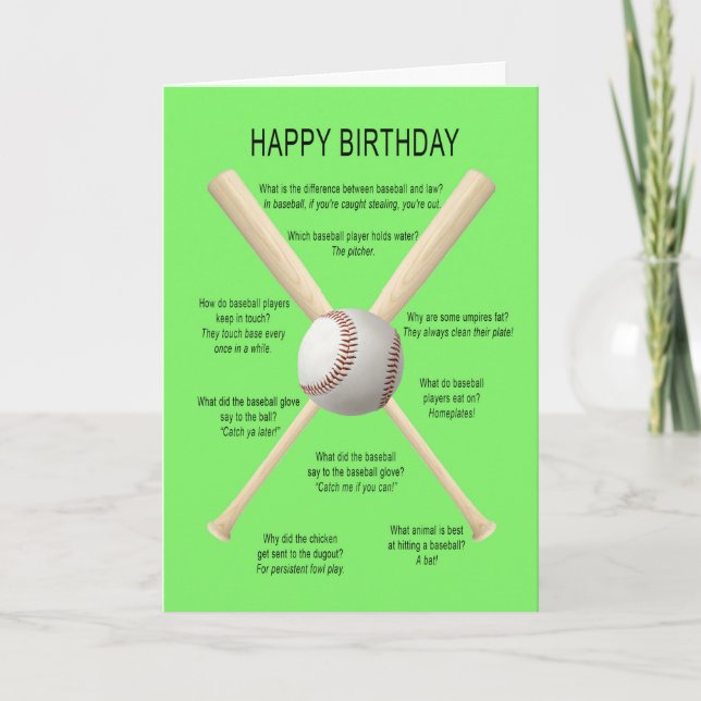 Tarjeta Chistes de béisbol de cumpleaños (Anverso)