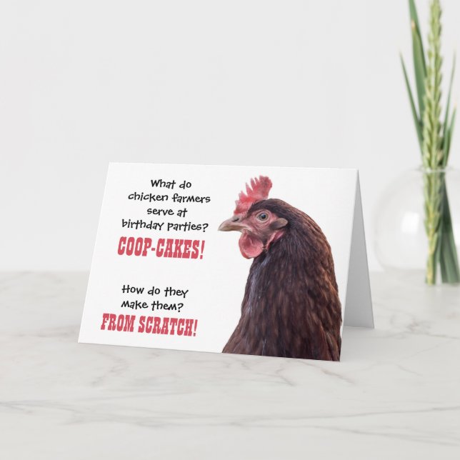 Tarjeta Chistes de pollo de cumpleaños con foto de Hen (Anverso)