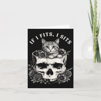 Tarjeta Chistoso Si Cabe Se Sienta Gato Negro con Calavera