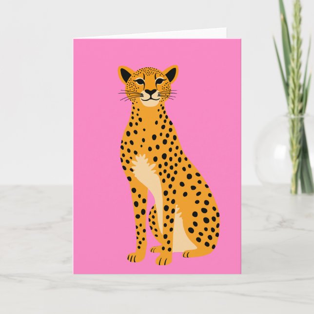 Tarjeta Chita minimalista sobre rosa (Anverso)