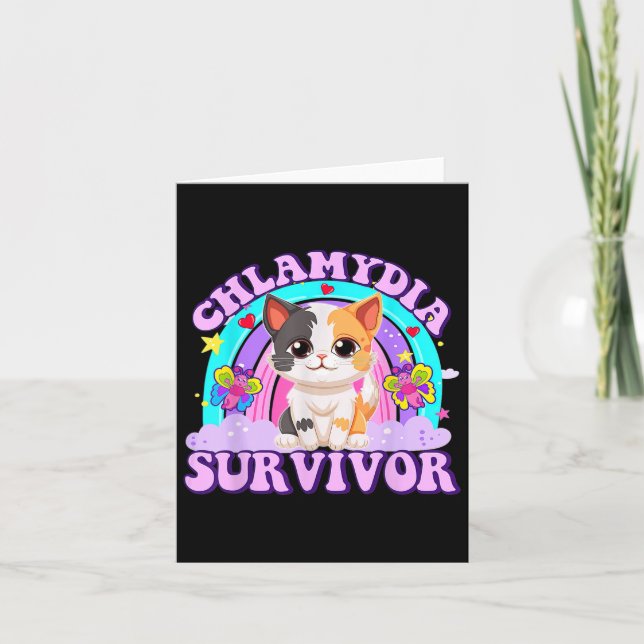 Tarjeta Chlamydia Survivor Gato Arcoiris (Anverso)