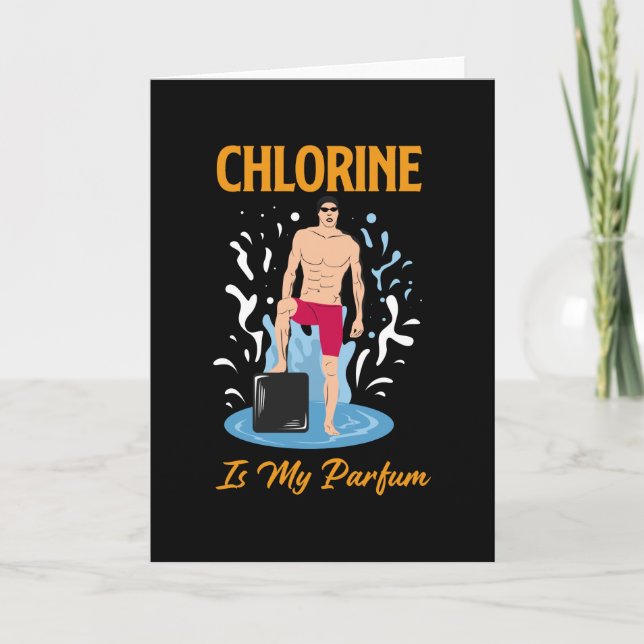 Tarjeta Chlorine Is My Partum - Swimmer Design (Anverso)