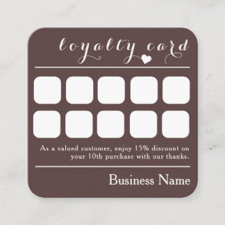 TARJETA CHOCOLATE BROWN 10 PUNCH BUSINESS LOYALTY
