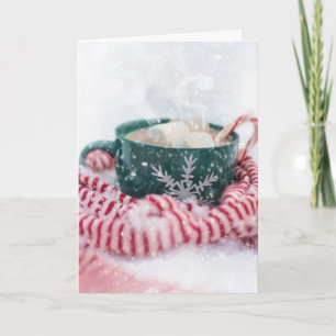 Tarjeta Chocolate Caliente De Menta Navidad Nevada