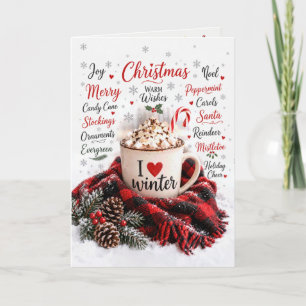 Tarjeta Chocolate Caliente de Navidad con Nube de Palabras