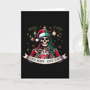 Tarjeta Chocolate Caliente Esqueleto Navideño Medio Alegre
