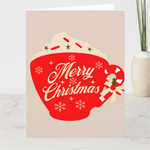 Tarjeta Chocolate Caliente Feliz Navidad Tan Copo de Nieve
