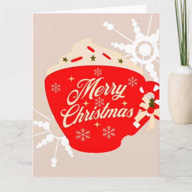 Tarjeta Chocolate Caliente Navideño Feliz Escarcha Marrón (Anverso)