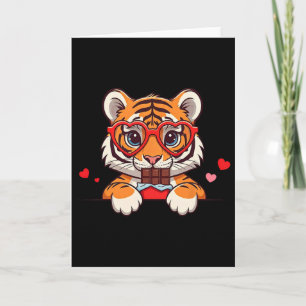 Tarjeta Chocolate Corazón de Tigre Divertido San Valentín