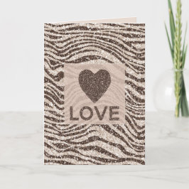 Tarjeta Chocolate crema marrón Rubor Zebra Purpurina amor