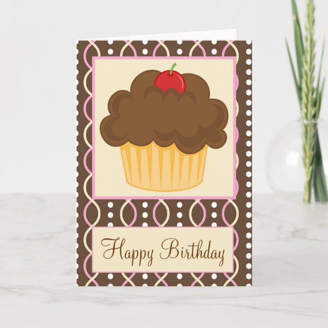 Tarjeta Chocolate Cupakes Happy Birday Card (Anverso)