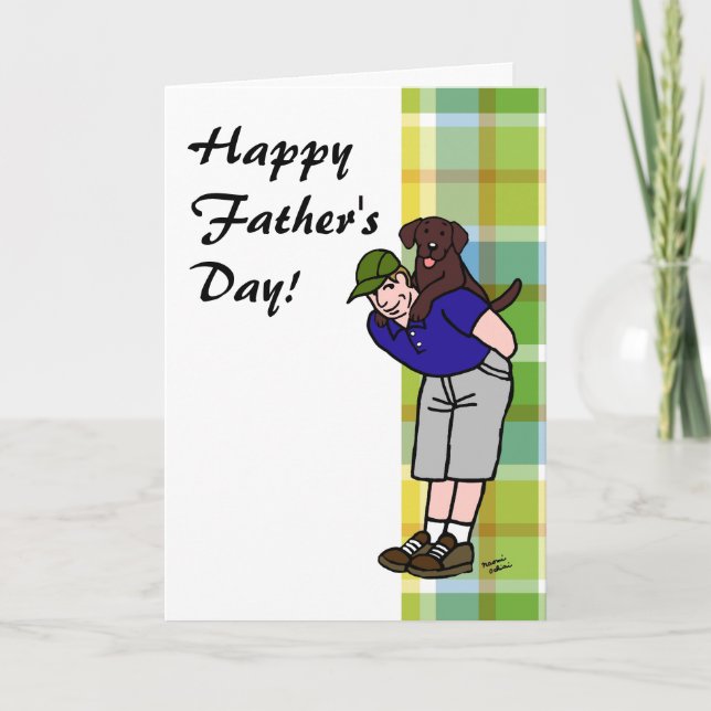 Tarjeta Chocolate Lab Daddy Plaid (Anverso)