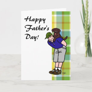 Tarjeta Chocolate Lab Daddy Plaid