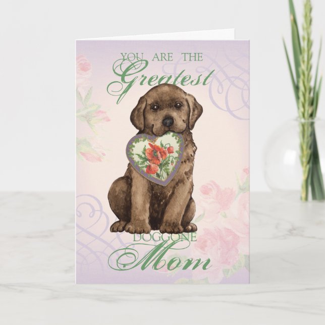 Tarjeta Chocolate Lab Heart Mom (Anverso)