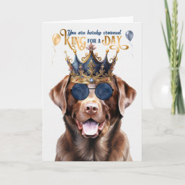 Tarjeta Chocolate Lab Perro King por un día de cumpleaños 