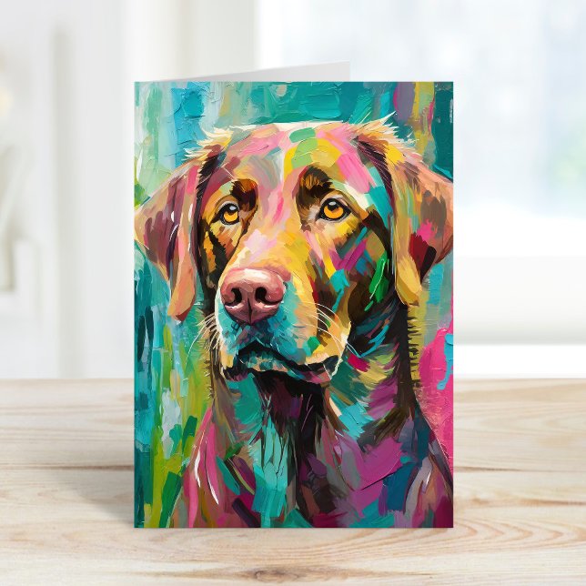 Tarjeta Chocolate Lab Retrato de arte abstracto colorido (Subido por el creador)