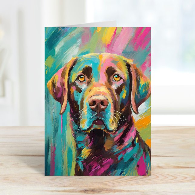 Tarjeta Chocolate Lab Retrato de arte abstracto colorido (Subido por el creador)