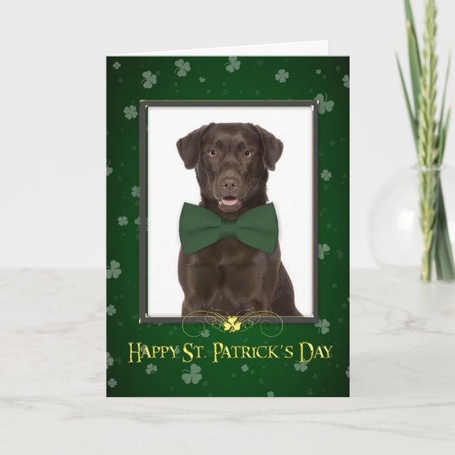 Tarjeta Chocolate Lab St. Patrick's Day Card (Anverso)