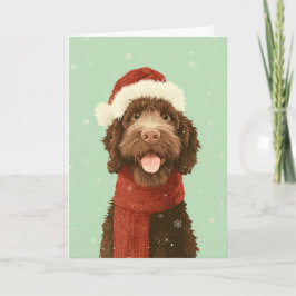 Tarjeta Chocolate Labradoodle Holiday Greeting