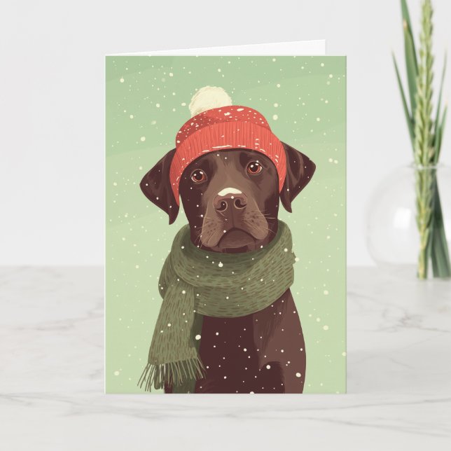 Tarjeta Chocolate Labradoodle Holiday Greeting (Anverso)