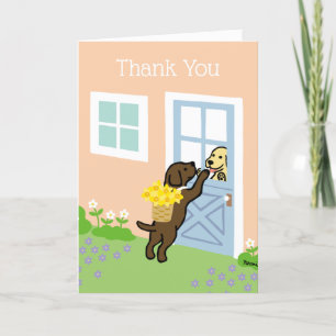 Tarjeta Chocolate Labrador Daffodils Spring Gracias