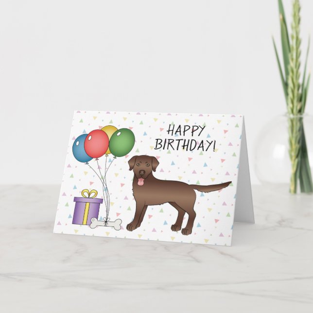 Tarjeta Chocolate Labrador perro recuperador feliz cumplea (Anverso)