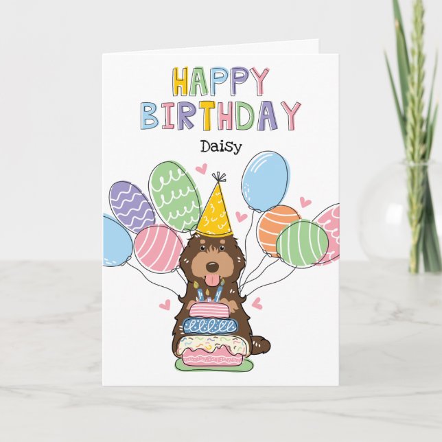 Tarjeta Chocolate Tan Cockapoo Cavapoo Perro Feliz cumplea (Anverso)