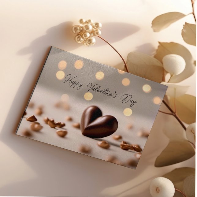 TARJETA CHOCOLATE VALENTINA, SIMPLE Y ELEGANTE CORAZÓN (Subido por el creador)