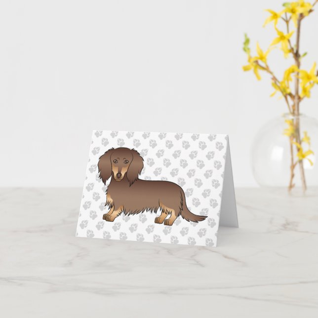 Tarjeta Chocolate y una larga cabellera Dachshund Perro y  (flor amarilla)