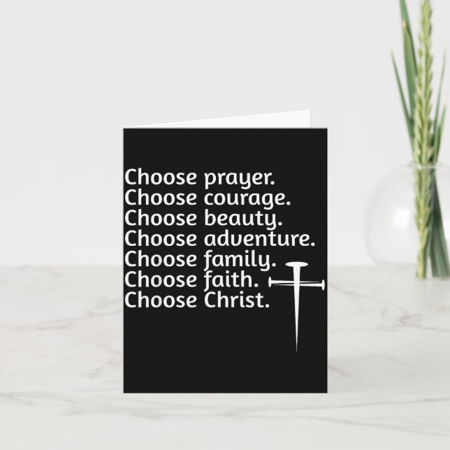 Tarjeta Choose Christ Prayer Courage Beauty Family, Advent (Anverso)