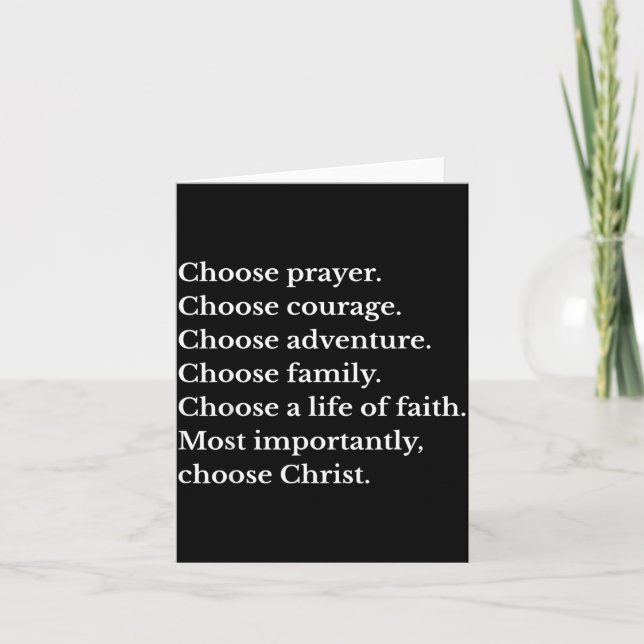 Tarjeta Choose Prayer Choose Courage Choose Adventure Choo (Anverso)