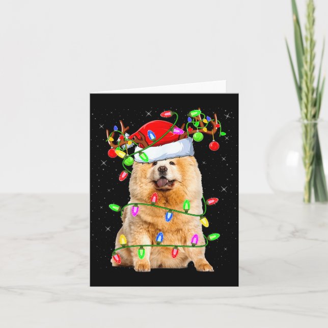 Tarjeta Chow Chow Dog Lover Xmas Lighting Santa Chow Chow  (Anverso)