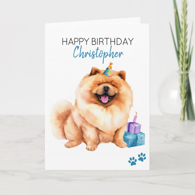 Tarjeta Chow Chow Dog Personalizado Feliz Cumpleaños (Anverso)