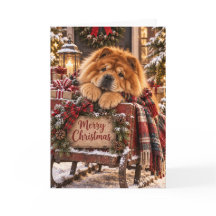 Chow Chow Feliz Navidad Trineo Rústico Navideño