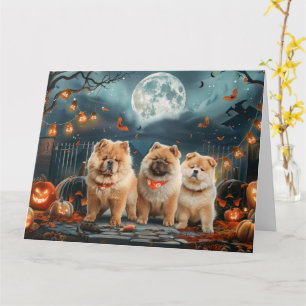 Tarjeta Chow Chow Halloween Spooky