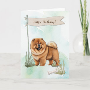 Tarjeta Chow Chow Raza Perro Al Aire Libre Bajo Rótulo De 