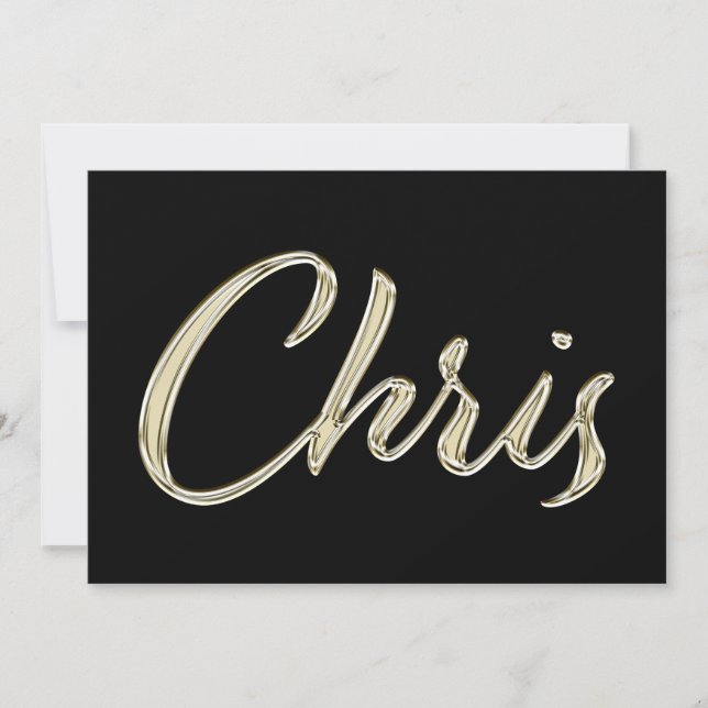 Tarjeta Chris Name white gold Handwriting Karte (Anverso)