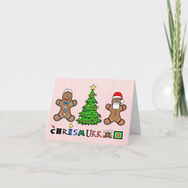 Tarjeta Chrismukkah para hombres y árboles (Anverso)