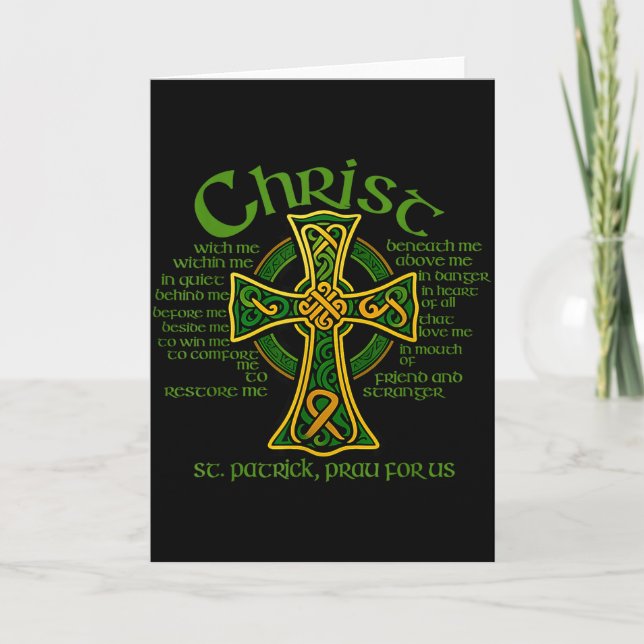Tarjeta Christ With Me Celtic Cross St. Patrick Breastplat (Anverso)