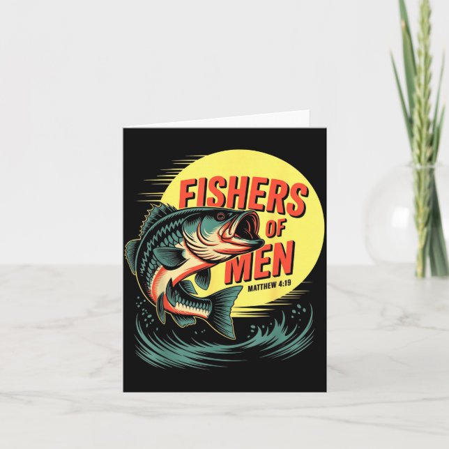 Tarjeta Christian Angler Fishers Of Men Matthew 4 19 Verse (Anverso)