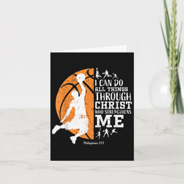 Tarjeta Christian Basketball I Can Do All Things Through C (Anverso)