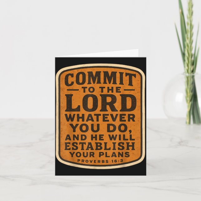 Tarjeta Christian Bible Commit To The Lord Whatever You Do (Anverso)