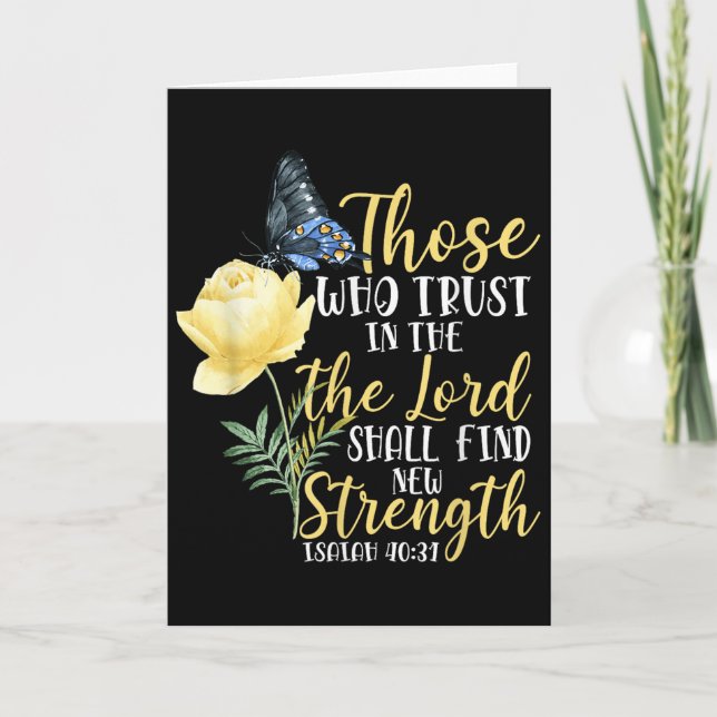 Tarjeta Christian Bible Verse Butterfly Rose Flower Isaiah (Anverso)